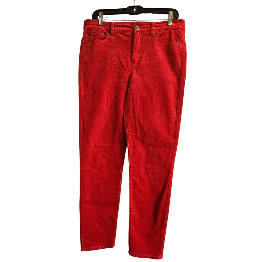 J.Crew Corduroy Pants Women 29 Red Excellent Stretch Slim Straight Holiday Glam!